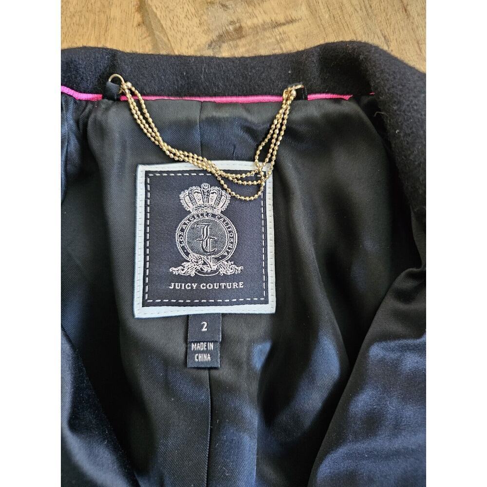 Juicy Couture Womens Black Italian Fabric Blazer Jacket Wool Blend Size 2 EUC - Picture 3 of 9